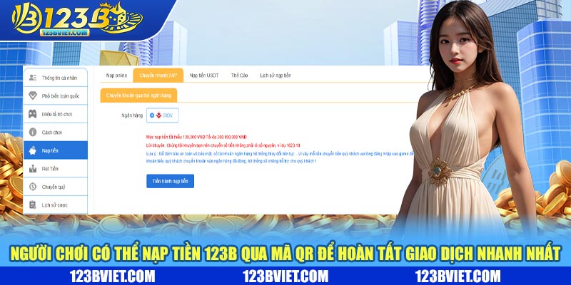 Người chơi có thể nạp tiền 123b qua mã QR để hoàn tất giao dịch nhanh nhất